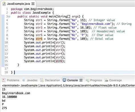 java format example