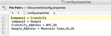 java properties file format example