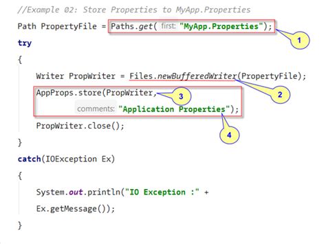 java save properties file example