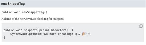 javadoc code snippets