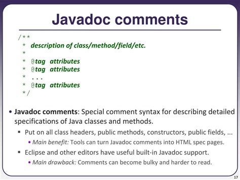 javadoc comments example for method