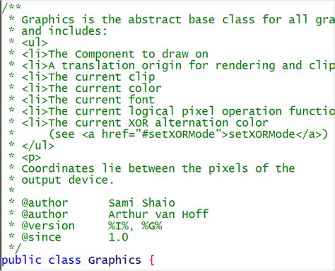 javadoc example code in comment