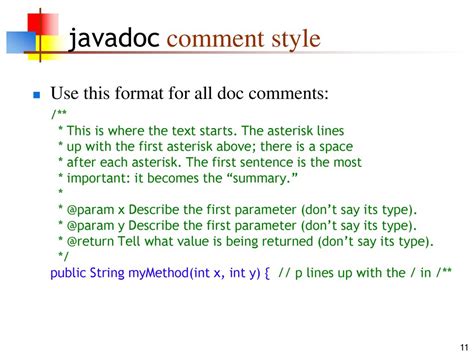 javadoc style comments examples