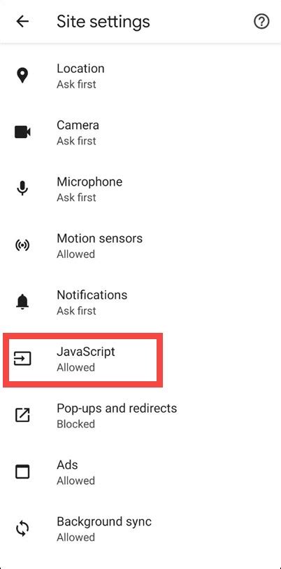 javascript not working in chrome android