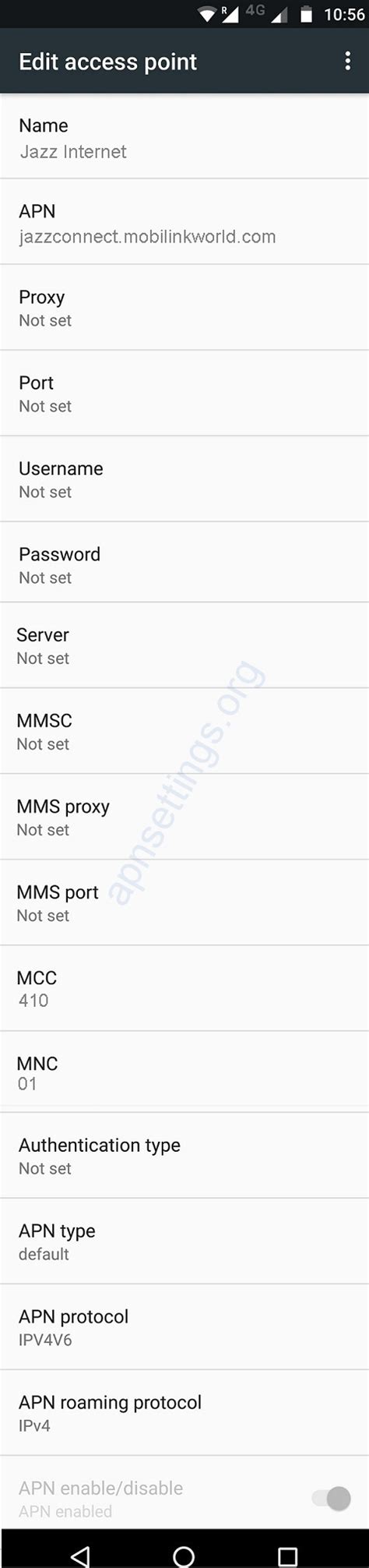 jazz mobile data setting