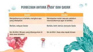 jelaskan perbedaan antara qada qadar dan takdir