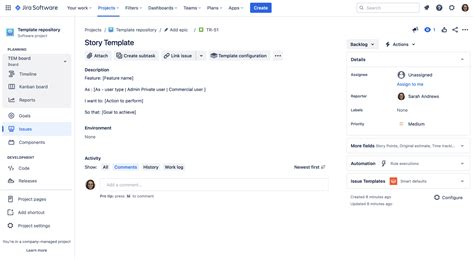 jira example of user story