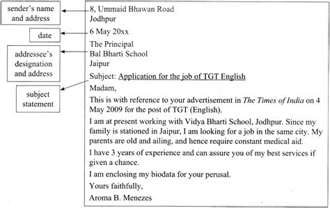 job application examples class 11