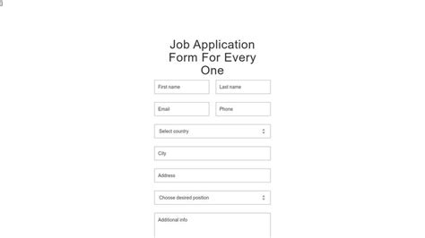 job application form html code