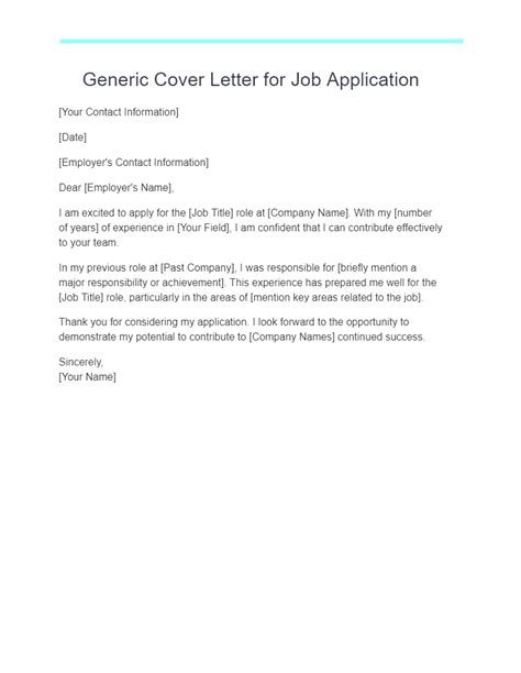 Example of a generic job application letter structure