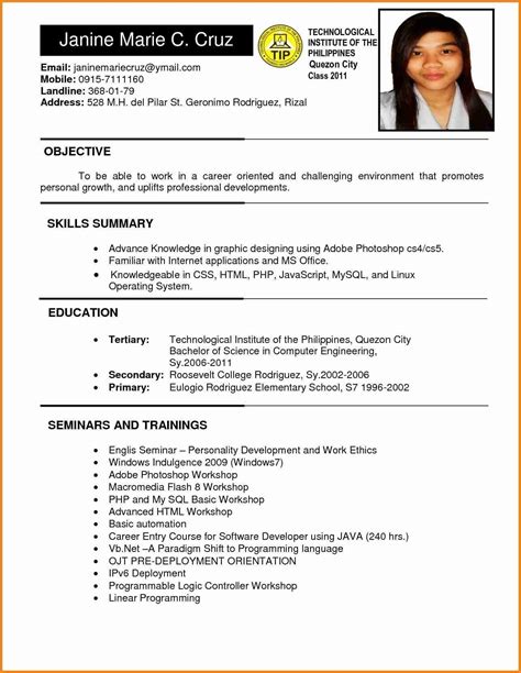 job description in tagalog examples for resume