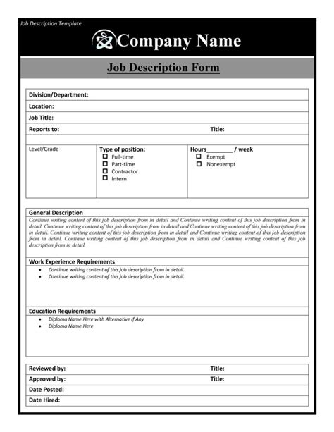 job description template examples