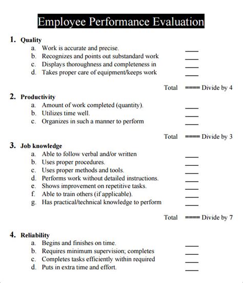 job evaluation questions examples