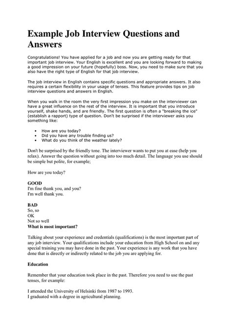 Contoh interview kerja