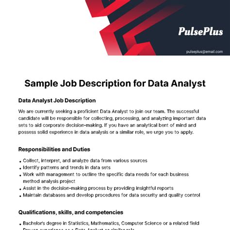 job summary of data analyst