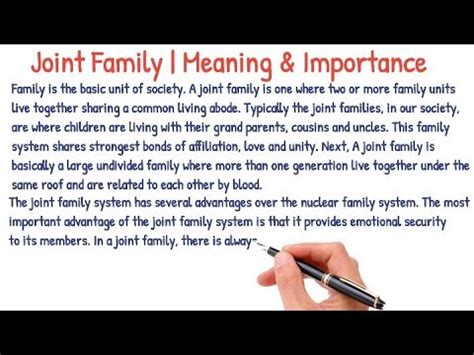 joint family meaning in english with example