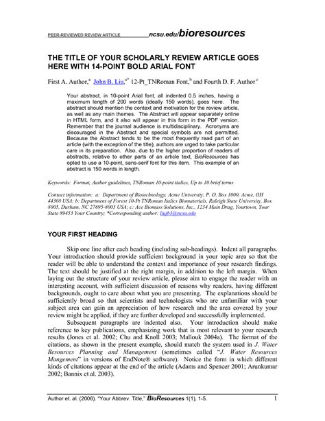 journal article review format example