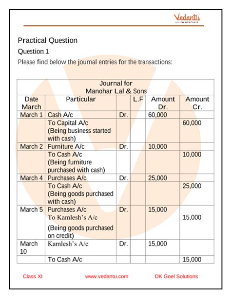 journal entries questions and answers for class 11