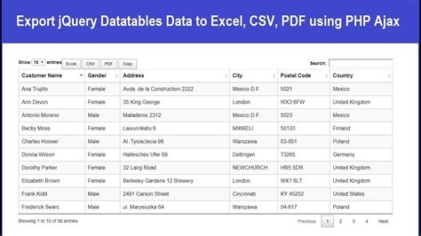 jquery datatable excel export options