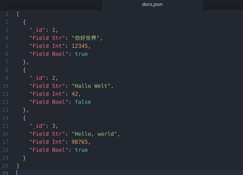 json file example for mongodb