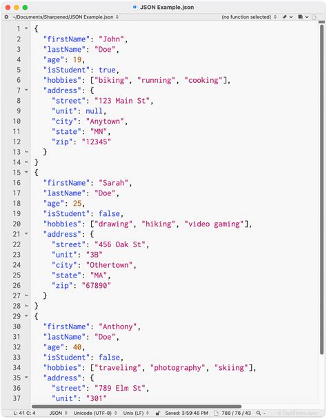 json file example with multiple objects