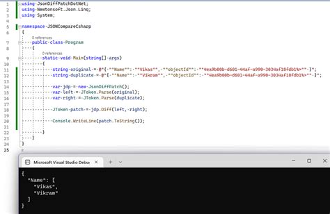 json object example c#