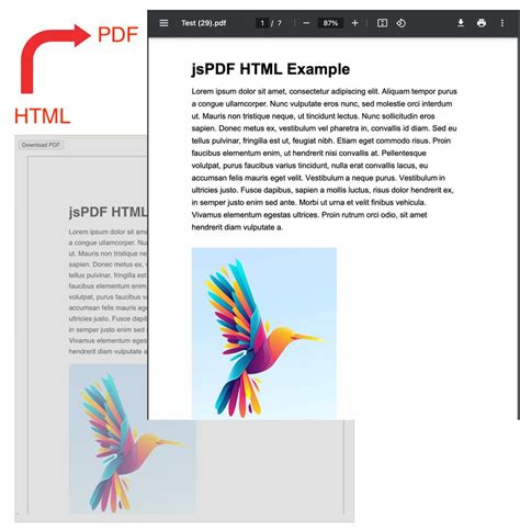 jspdf html to pdf example