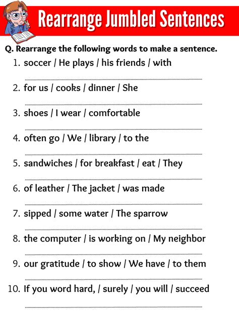 jumbled sentences for class 7th with answers pdf