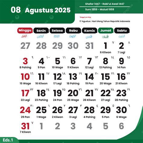 kalender agustus 2025