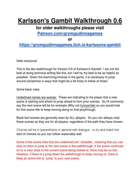 Karlsson Gambit Walkthrough