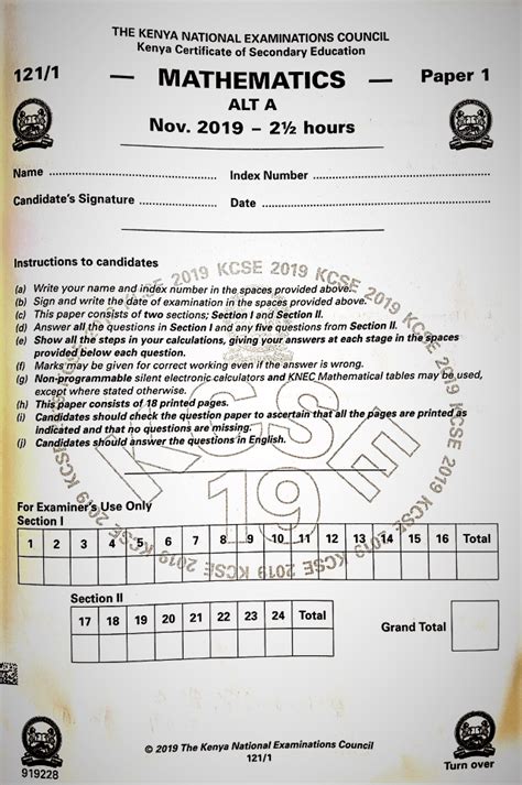 kcse 2019 mathematics paper 1 answers