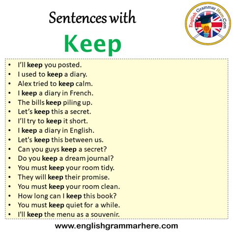 keep example sentence