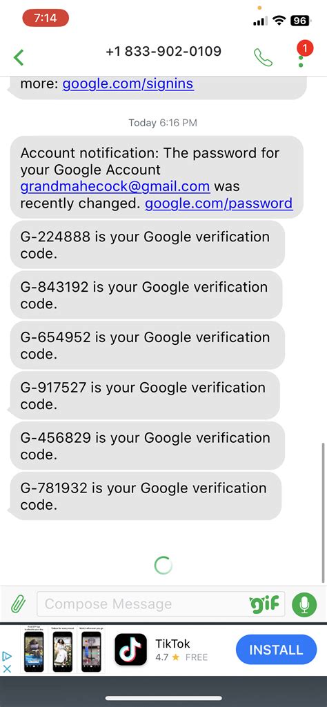 keep receiving google verification code sms