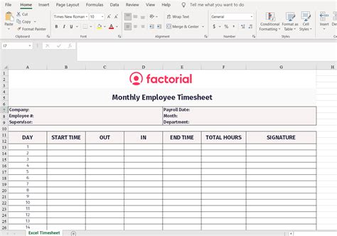 keeping track of hours worked in excel