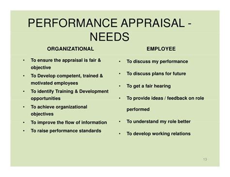 key development needs for performance review examples
