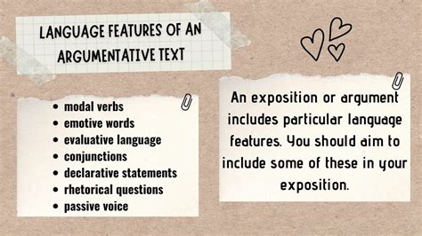 key structural elements and language features of an argumentative text module