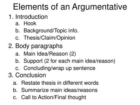key structural elements of argumentative writing