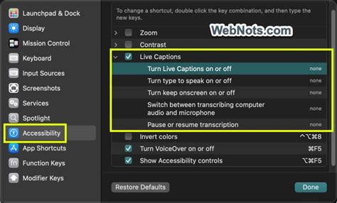 keyboard shortcut for captions