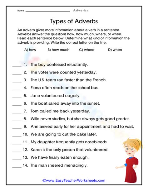 kinds of adverbs exercises with answers pdf grade 9