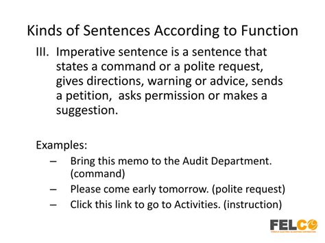 kinds of sentences according to function ppt