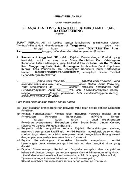 komponen perjanjian