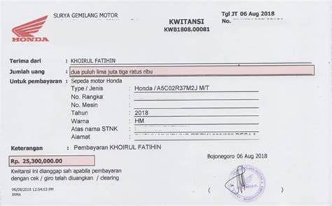 kwitansi motor