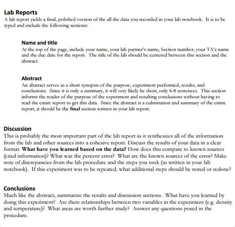 lab report discussion examples