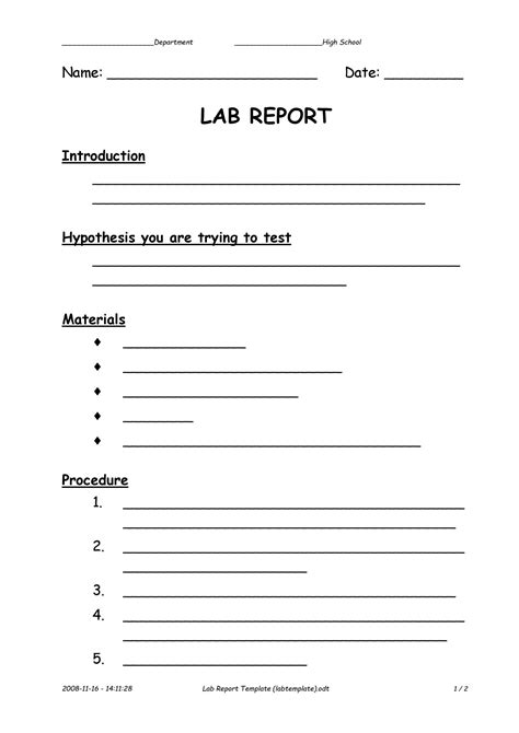lab report format in word