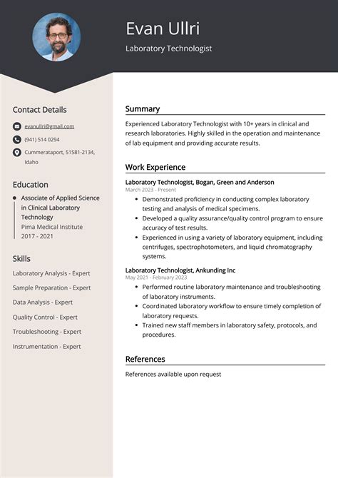 lab technologist resume examples