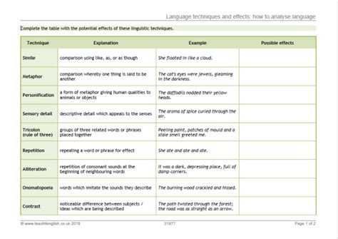 language and structure techniques and their effects