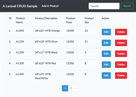laravel crud sample project