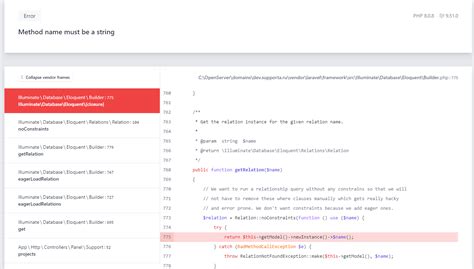 laravel method name must be a string