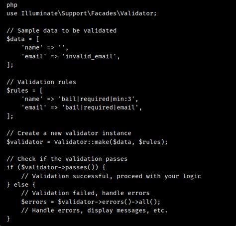 laravel validation bail example