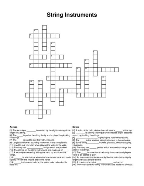 largest string instrument crossword